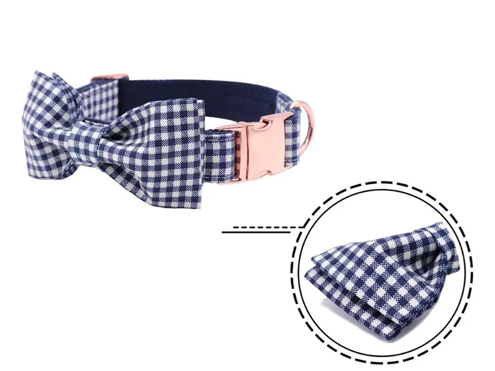 collar and bow Уникальный стиль собачьи лапы ошейники или поводок Чистый плед с крепкими лямками аксессуары для домашних животных - Цвет: collar and bow