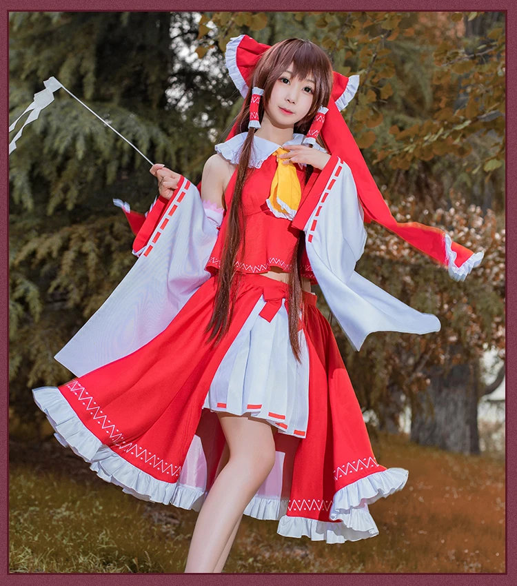 Косплей Love TouHou Project Hakurei Reimu, маскарадный костюм, красное платье для девочек, женское платье на Рождество, Хэллоуин