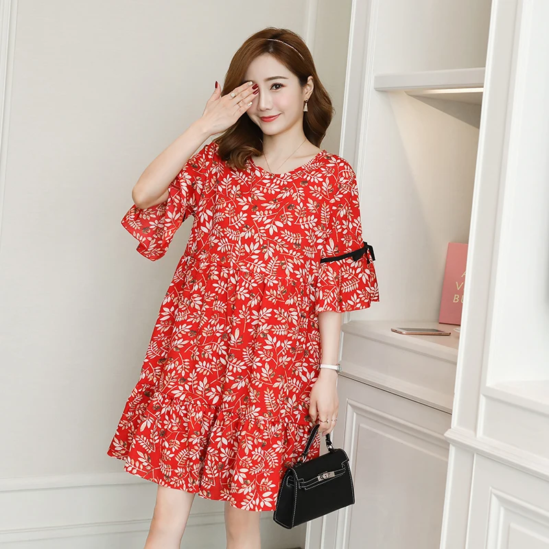 Шифоновое платье с цветочным принтом для беременных летняя одежда грудного