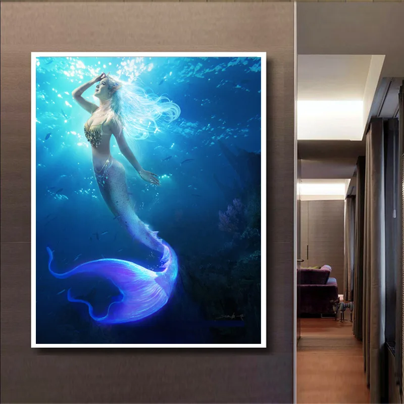 Русалка Алмаз Живопись 5d diy Ресторан Спальня Мультфильм Паста Мозаика Вышивки Крестом Комплект Алмазов Вышивки Дети Рождественские Подарки
