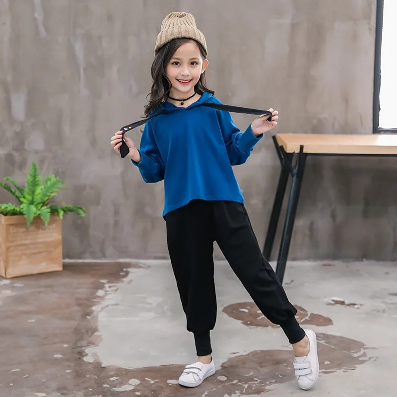 Комплекты детской одежды для девочек топы с длинными рукавами + свободные штаны