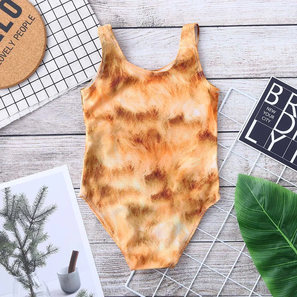 Детский купальник для девочек с 3D рисунком кота пляжный комбинезон одежда