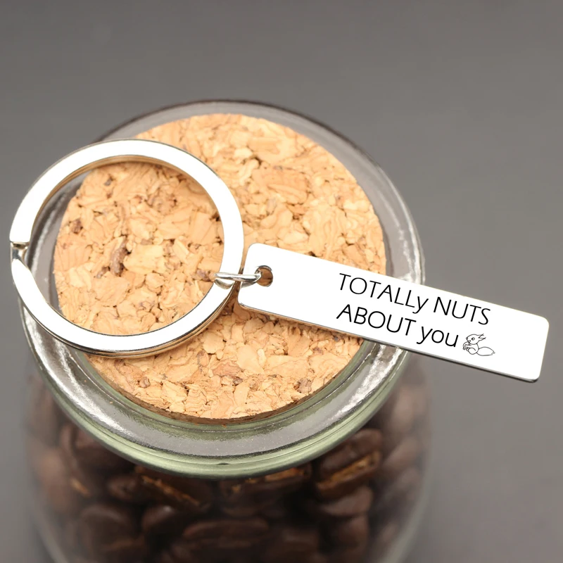 LOVERS Custom engraved TOTALLY NUTS ABOUT YOU Keychain Squirrel KEyring Boyfriend/Girlfriend Wedding gift | Украшения и
