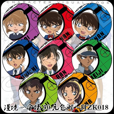 8 шт./компл. 58 мм ДЕТЕКТИВНАЯ Конана Брошь булавка Shinichi Mouri Ran Haibara Ai чехол Закрытая