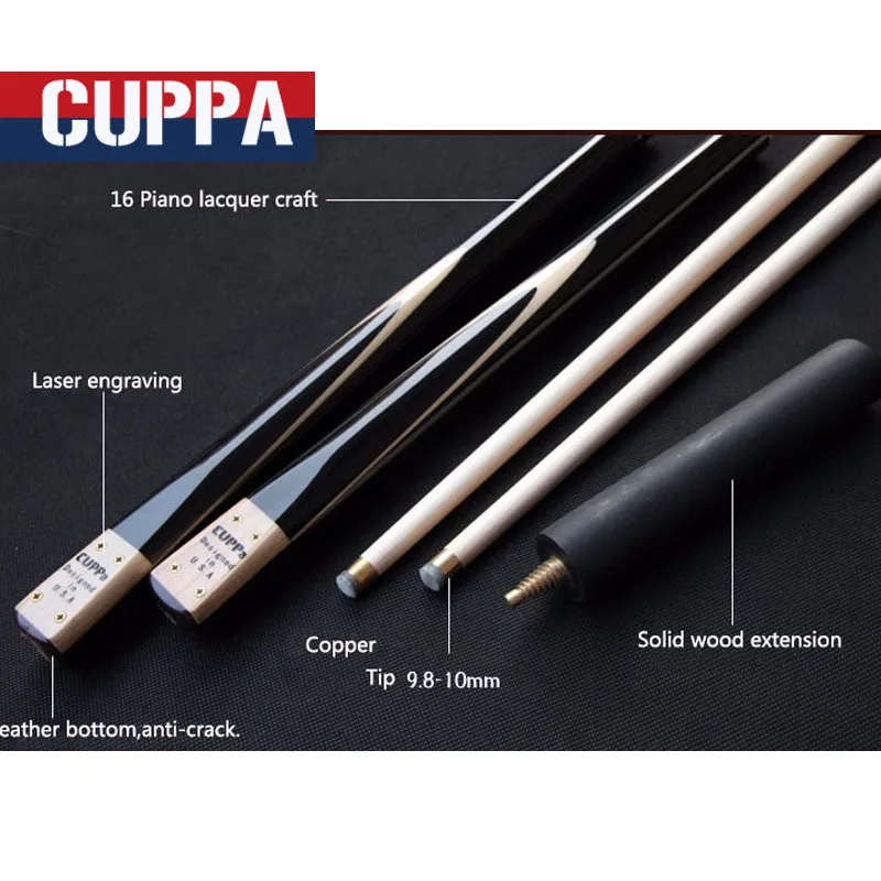 Ручная работа Cuppa 3/4 снукер Cues палочки 9 8 мм советы с расширением Эбеновое дерево