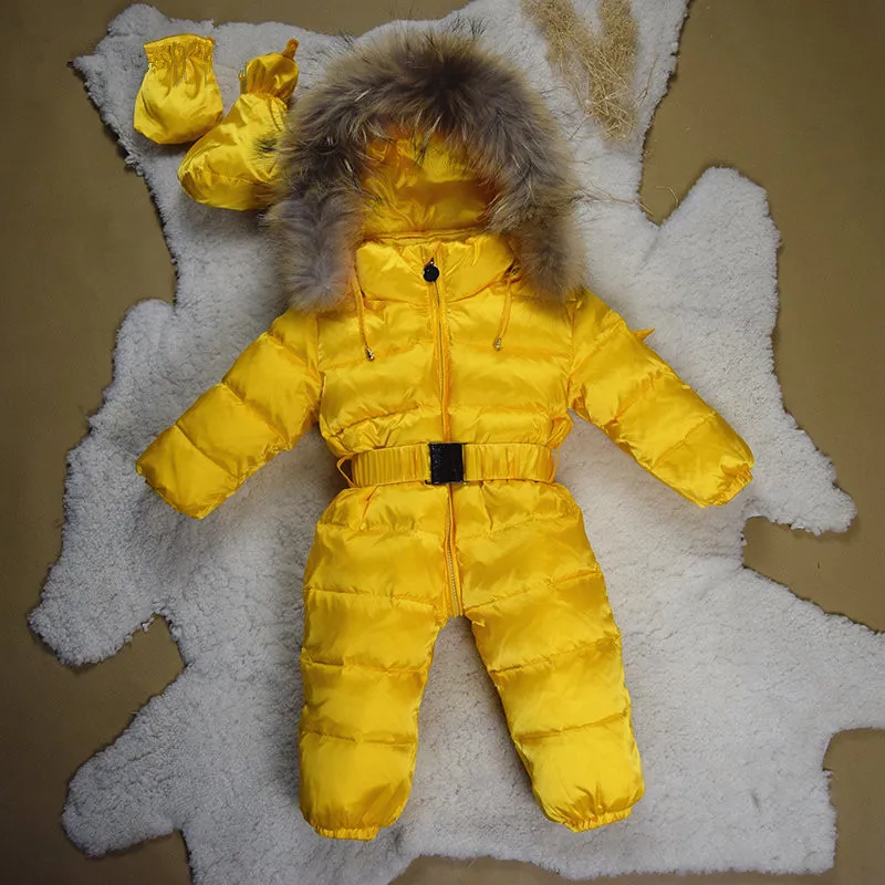 2018 для маленьких мальчиков и девочек зимние комбинезоны детские утка вниз куртка