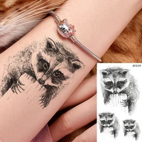 fake raccoon black waterproof arm koala tattoos stickers sketch body art cartoon tatto temporary wrist makeup tips tattoo decals