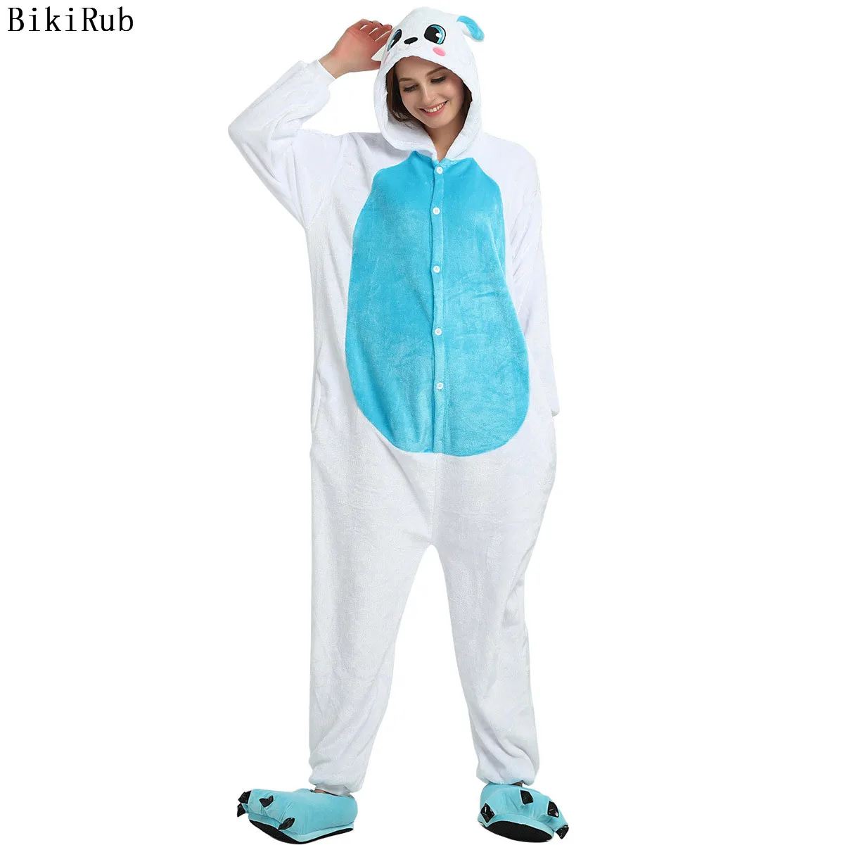 Мода для взрослых зимние Пижама Kigurumi все в одном пижама костюмы животных Косплэй