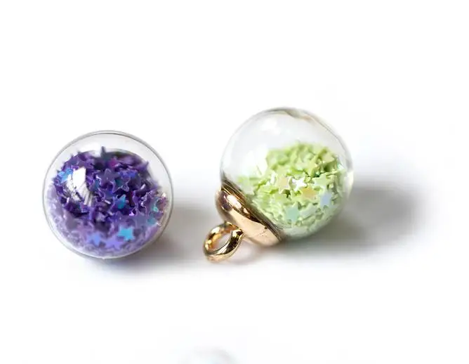 Корень 10 шт./упак. 16 мм с сияющими звездами стеклянный шар медальон Подвеска для