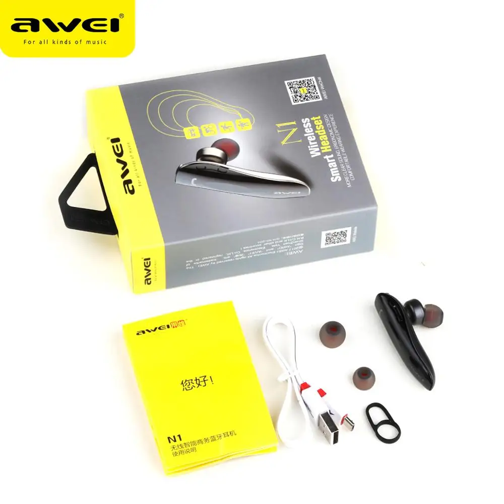AWEI N1, беспроводные Bluetooth наушники, наушники, мини бизнес наушники-вкладыши, гарнитура с микрофоном, свободные руки, наушники для iPhone, Android