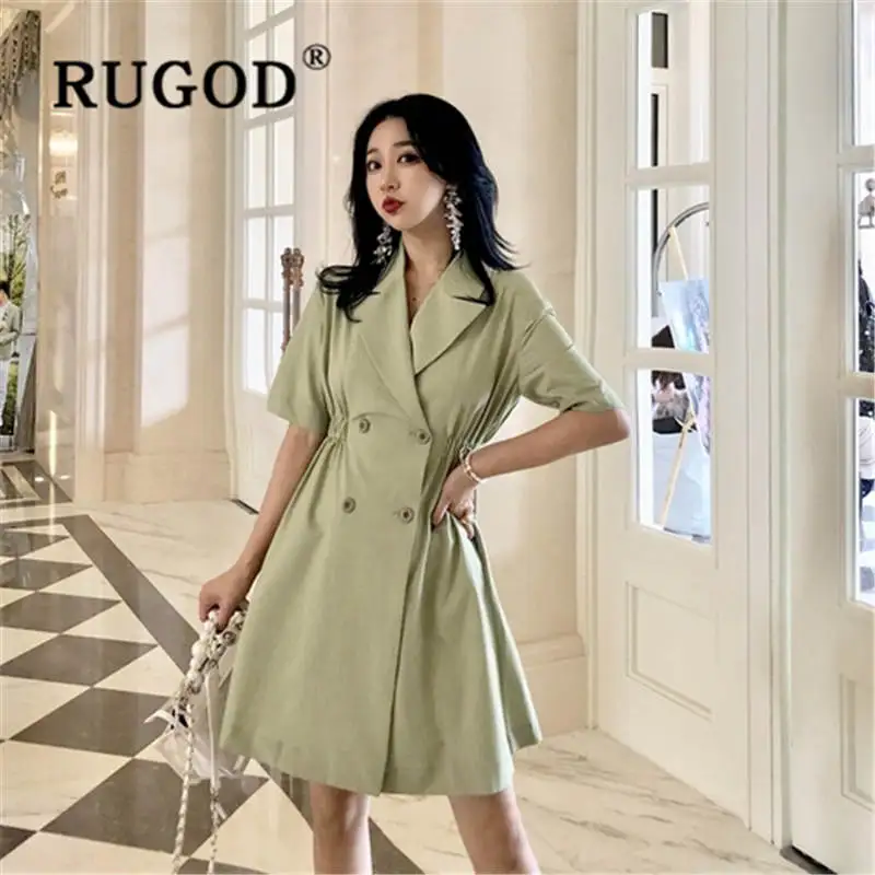 RUGOD 2019 Новое поступление приталенный двубортный платье женское элегантное с