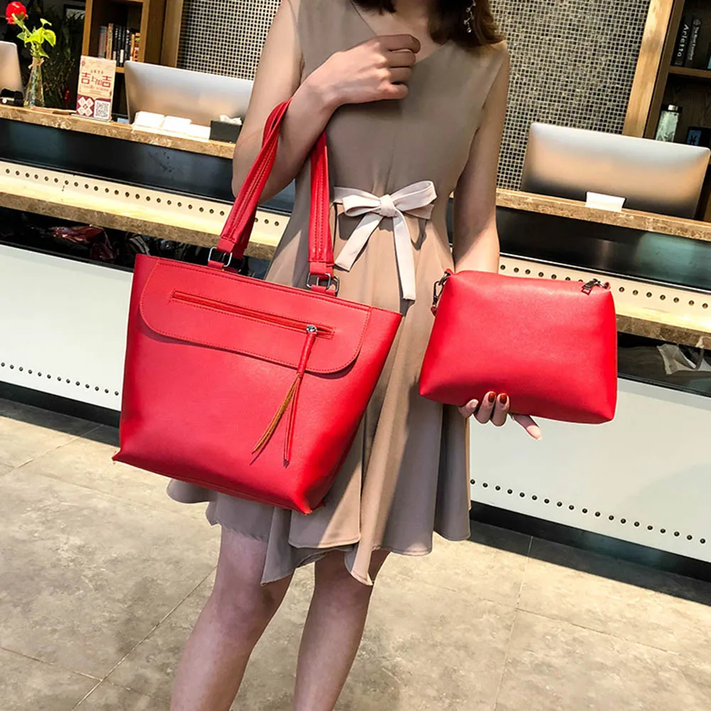 Женская сумка с кисточками из искусственной кожи на плечо 2 шт. сумки-мессенджеры