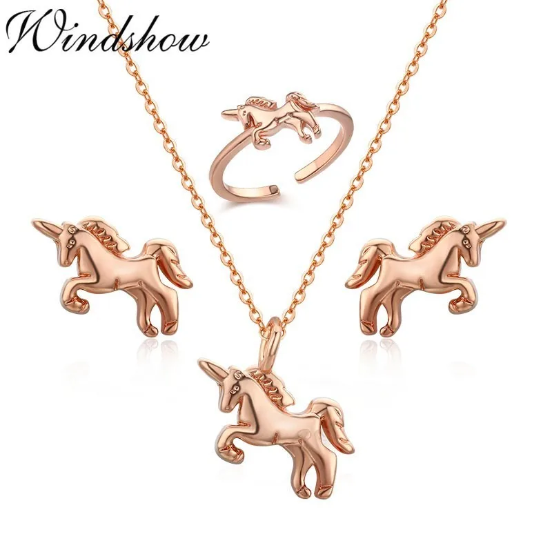 Комплект из колье и серёг с подвеской в виде лошади|jewelry sets for women|jewelry setssmall jewelry |