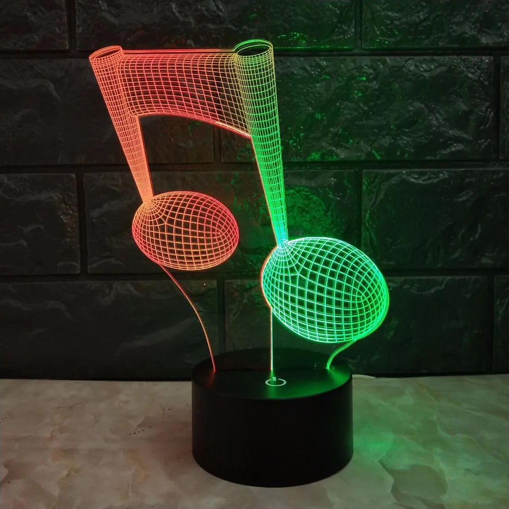 Музыкальная нотка 3D лампа USB ночной Светильник Mixcolor RGB выцветающий светодиодный