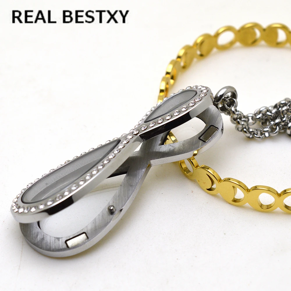 Реальный BESTXY новый дизайн значок знака бесконечности с кристаллом для женщин rolo