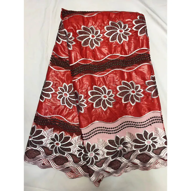 Королевский синий цветок Вышивка Материал 5 ярдов Базен Riche Getzner Африканский