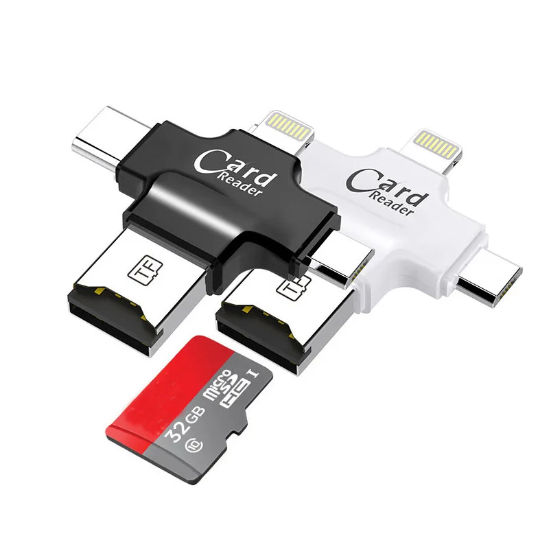Считыватель карт памяти 4 в 1 Type c/Micro USB/USB 2 0 Micro SD для Android Ipad/iphone 7plus 6s5s OTG