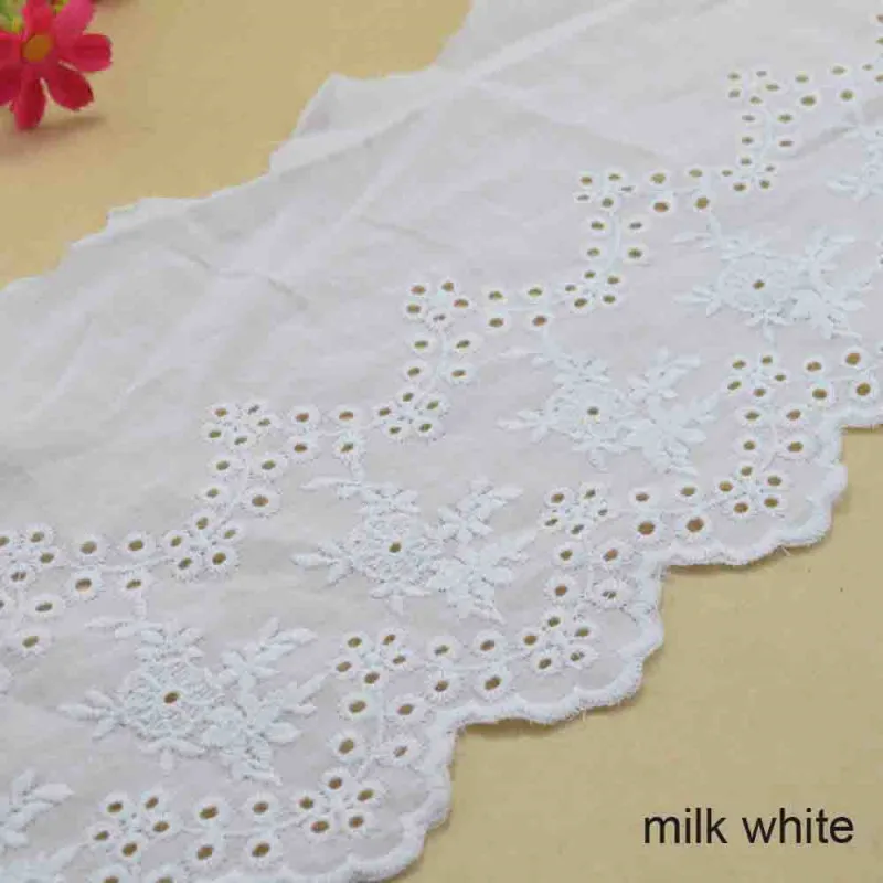 Milk White 15 см белый хлопок вышивка кружева французская кружевная Лента ткань гипюр diy отделка основы Вязание Швейные аксессуары#3704 - Цвет: Milk White