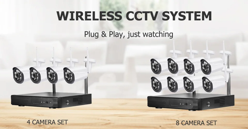 CCTV Камера Системы H.265 8CH Беспроводной 1080P HD 20 м Ночное видение P2P Водонепроницаемый дома безопасности Wi-Fi Открытый IP Камера Системы