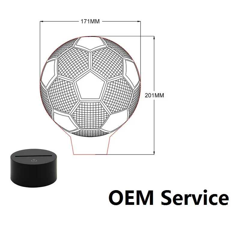 3D светодиодный ная лампа для футбола OEM ODM настраиваемая футбольная Ночная Прямая