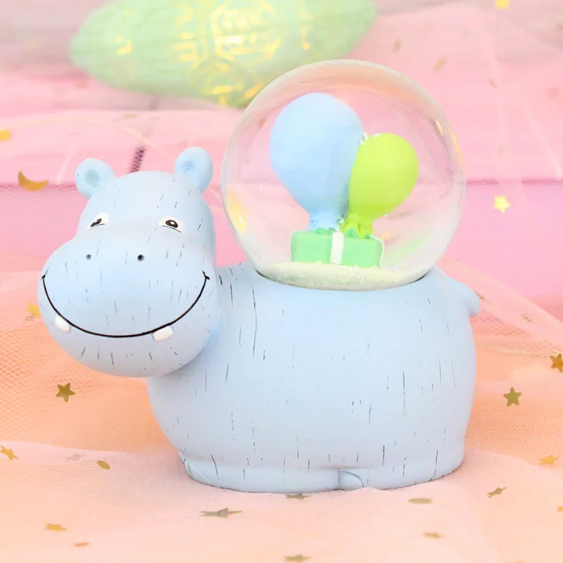 blue Hippo Креативный хрустальный шар украшение для спальни мультяшный узор милый олень детские игрушки животные со светом студенческий Рождественский подарок - Цвет: blue Hippo