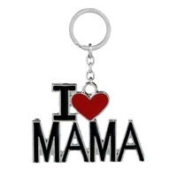 i love mama papa mom dad family relationship pendant keychain red black mother fathers love day key chains mom and dad jewelry