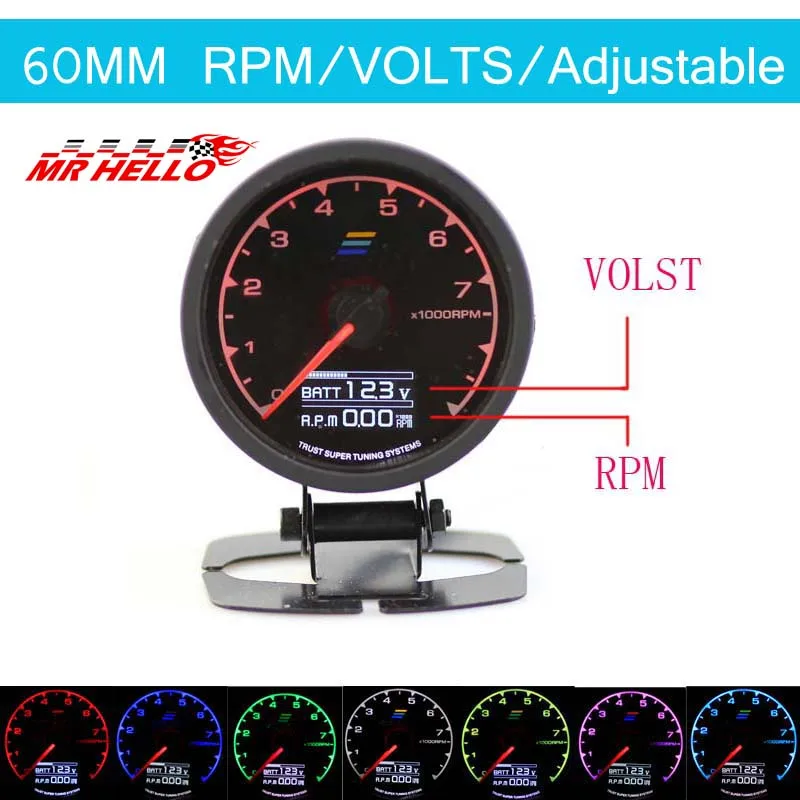 Niversal Racing Gauge RPM Тахометр светильник GReddi 7 цветов ЖК дисплей измеритель напряжения