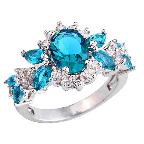 Быстрая Доставка женская Зеленый Циркон Кольцо Цветка Медь Игристое Красоты