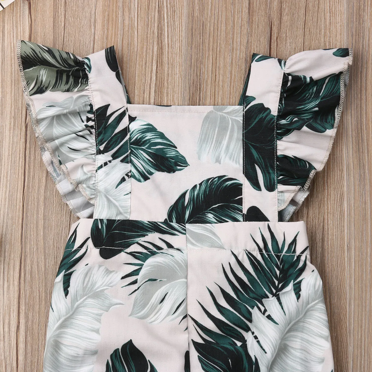 Хлопковый комбинезон с листьями для новорожденных девочек летняя одежда