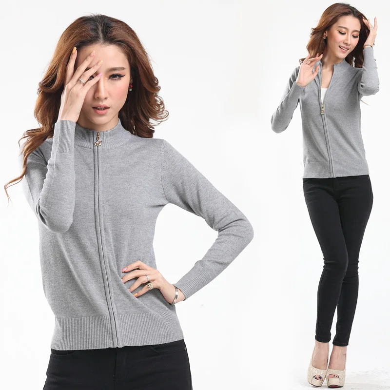 2017 новые высококачественные кардиган на молнии вязаное Свободное пальто Женский