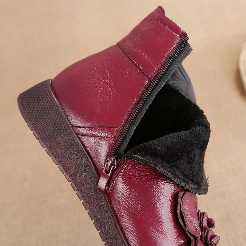 

CEYANEAONew 2019 Women Winter Ankle Boots Handmade Velvet Flat With Boots Shoe Comfortable Casual Shoes Women Snow BootsE1351
