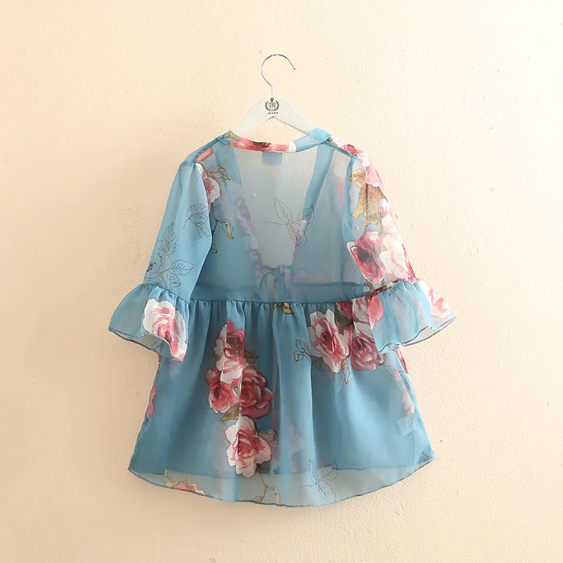 2021 Summer 3 4 6 8 10 12 Years Half Sleeve V Neck Flower Floral Print Breathable Kids Baby Girl Sunscreen Sun Protection Coat | Детская