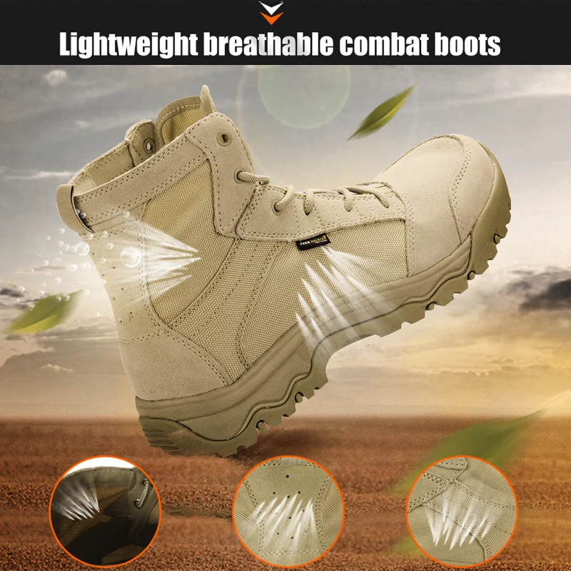 FREE SOLDIER Outdoor Sports Tactical Camping Shoes Men's Boots For Climbing Breathable Lightweight Mountain Boots Hiking Shoes
