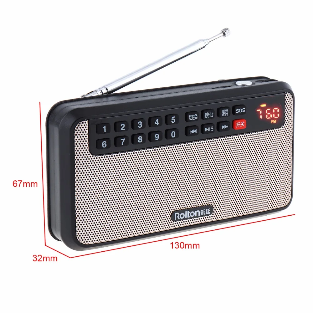Rolton T60 Портативный UV & ABS радио USB мини FM динамик светодиодный ЖК дисплей сабвуфер