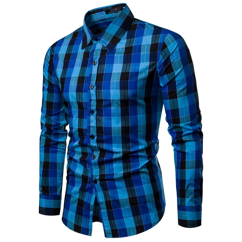 2019 брендовая клетчатая рубашка мужские рубашки с длинным рукавом Chemise Homme хлопковые в клетку повседневные