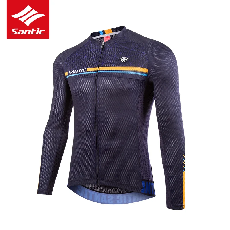 blue jersey Santic велосипедная футболка, набор для мужчин, профессиональная команда, велосипед, Джерси с длинным рукавом, 4D подкладка, дышащая велосипедная одежда, набор, Ropa Ciclismo - Цвет: blue jersey
