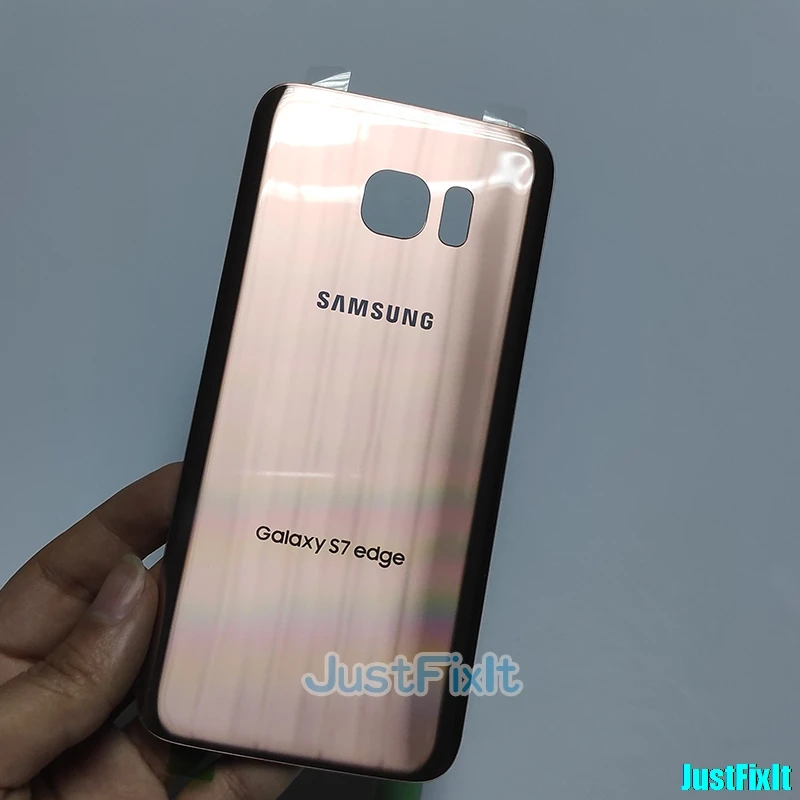 Pink Сменный Чехол для батареи для SAMSUNG Galaxy S7 edge G930A G930F G935F G935A задняя крышка для батареи Задняя стеклянная крышка корпуса чехол - Цвет: Pink