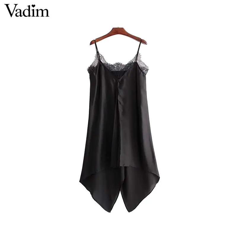 Вадим сексуальный V образным вырезом кружева лоскутное топики блузка Спагетти