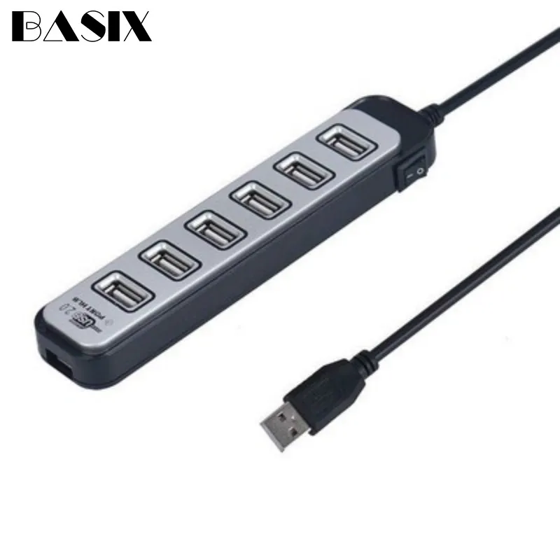 BASIX USB концентратор 2 0 портативный OTG 7 портов 480bps usb сплиттер с ВКЛ/ВЫКЛ для ПК