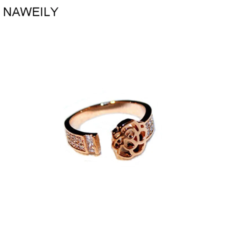 Массивное Открытое кольцо с камелией модное Стразы для женщин ювелирные изделия
