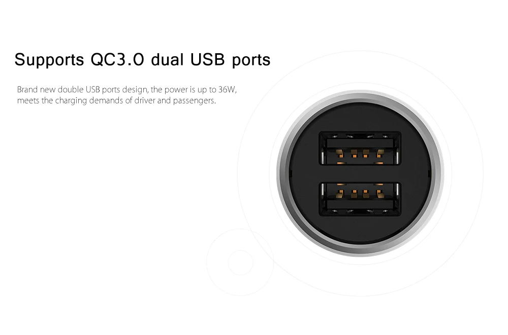 Xiaomi металлический двойной USB Смарт центрального зарядки Температура быстро Зарядное устройство MAX 36 Вт DC 5 В/12 В/24 В 2/3A в случае если у вас возникают какие-либо сложности светодиодный автомобиль Зарядное устройство