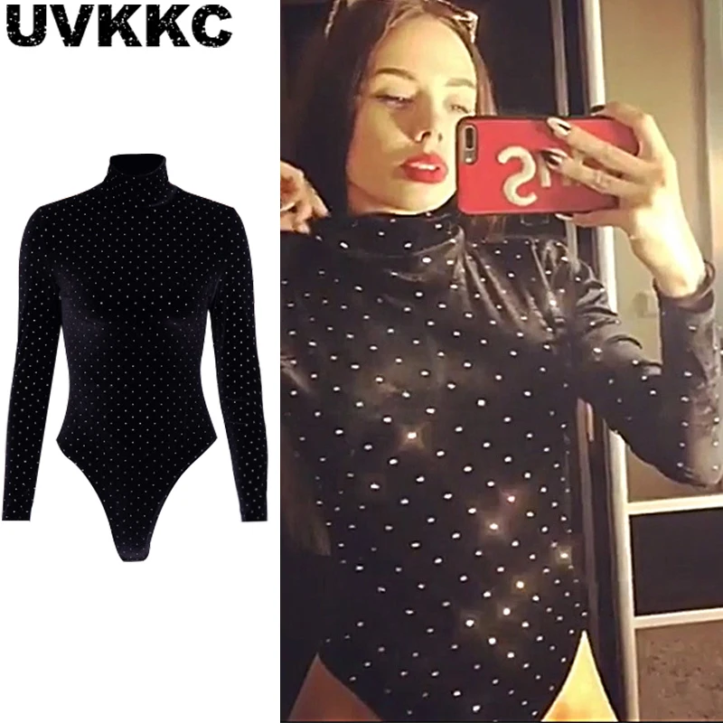 Uvkkc женские боди 2019 Весна Модный женский комбинезон ромбовидная Водолазка с