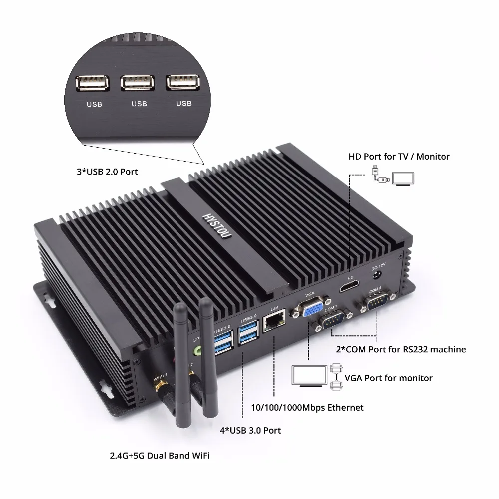 Windows XP intel celeron 1007u мини ПК windows xp промышленный 1 5 GHz 2RS232 COM порт неттоп hdmi vga дешевый