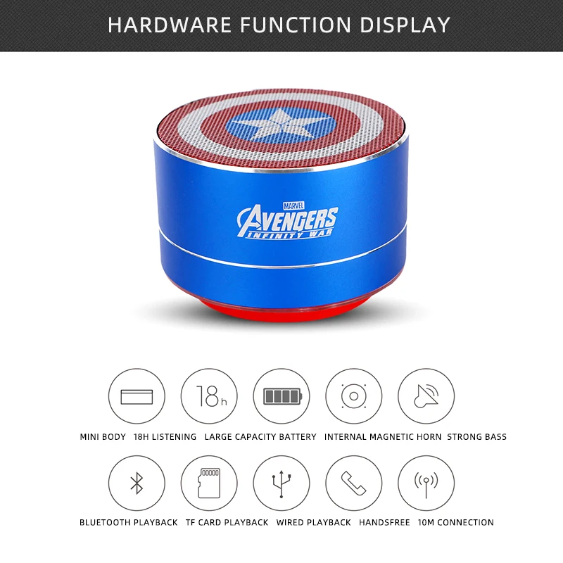 MARVEL/Marvel Bluetooth динамик Железный человек Американский капитан автомобиль бас компьютерная карта портативный динамик