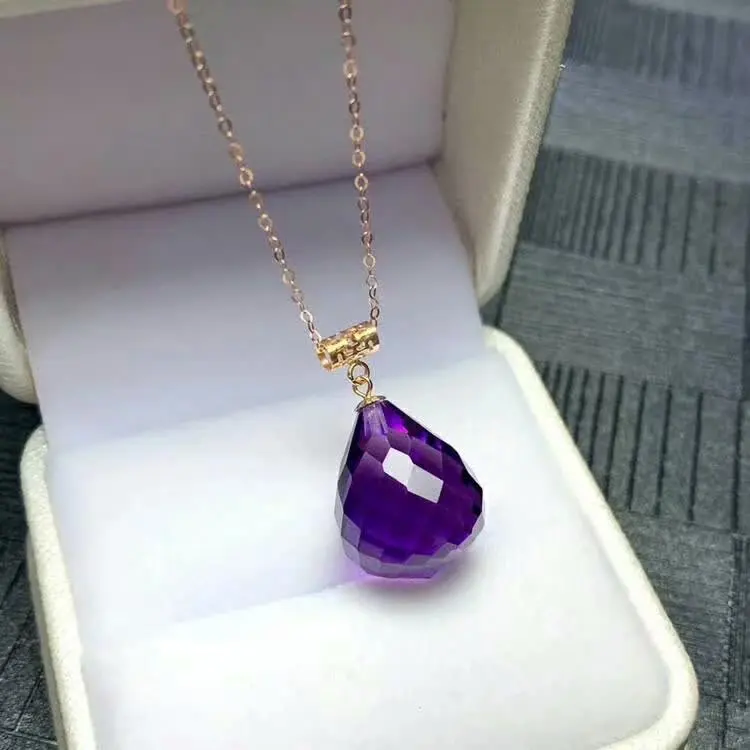 Shilovem 18k желтое золото пьезоэлектрические Подвески с аметистом ювелирные изделия