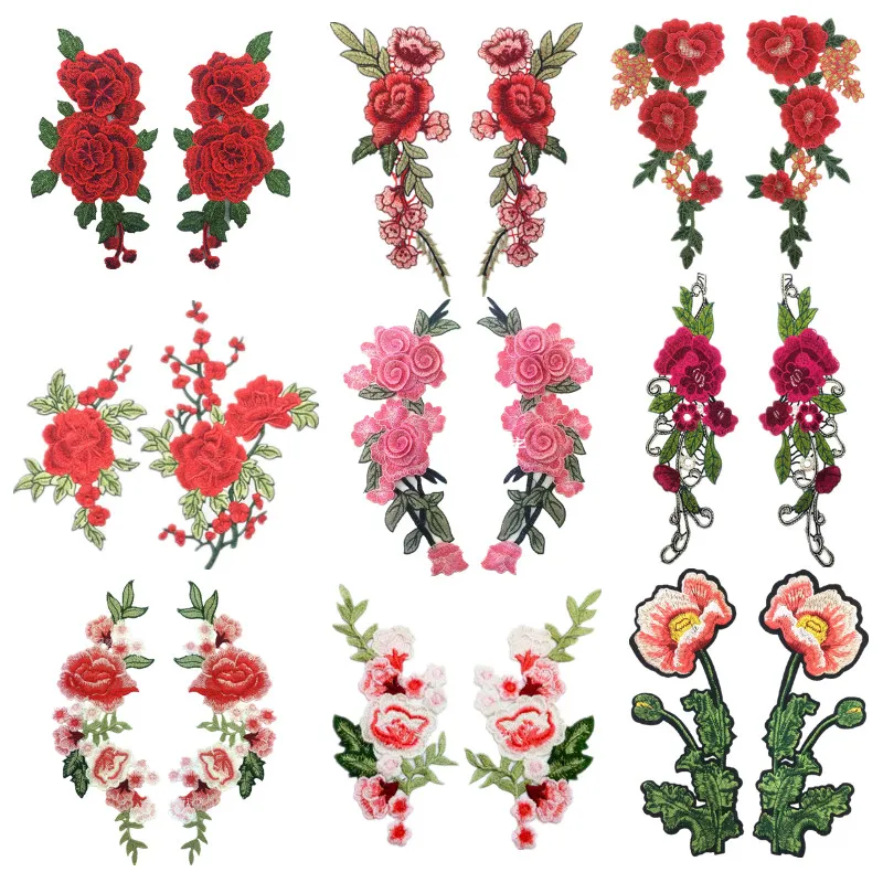 FFLACELL 2 шт./пара вышивка розы цветок патчи для одежды платья шляпы сумки джинсы