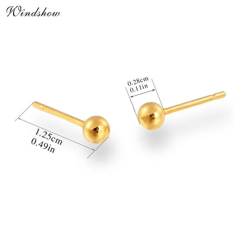 7 Размеры желтого золота Цвет пирсинг Тонкий небольшой круглый шар Серьги