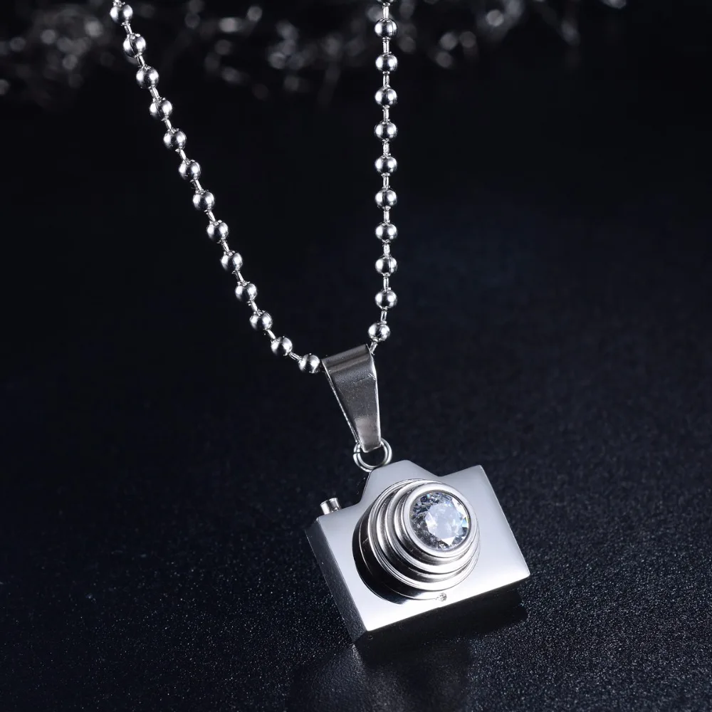 New Fashion Jewelry Camera Necklaces Pendants Black / Steel Colors Lovely Stainless |