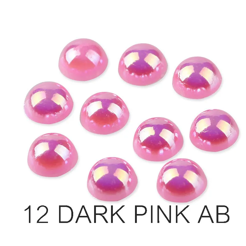 DARK PINK AB Блестящие разноцветные полукруглые жемчужины из АБС-пластика для дизайна ногтей, аксессуары для ювелирных изделий 2 мм 3 мм 4 мм 5 мм 6 мм 8 мм 10 мм - Цвет: DARK PINK AB