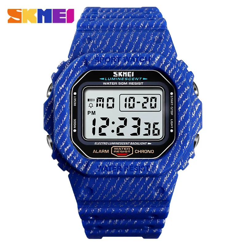 Dark blue SKMEI спортивные часы для улицы для мужчин 5Bar водостойкие часы будильник неделю дисплей Военная Униформа модные электронные часы reloj hombre 1471 - Цвет: Dark blue